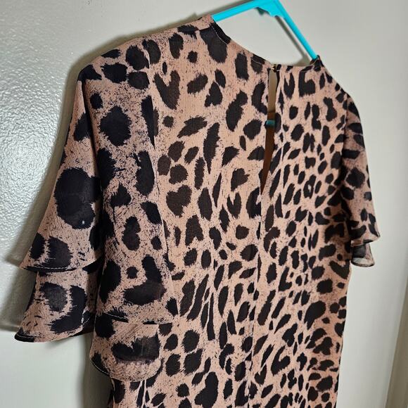 Whistles Leopard Print Brushed Cheetah Shell Top Sz 6 - Picture 8 of 12